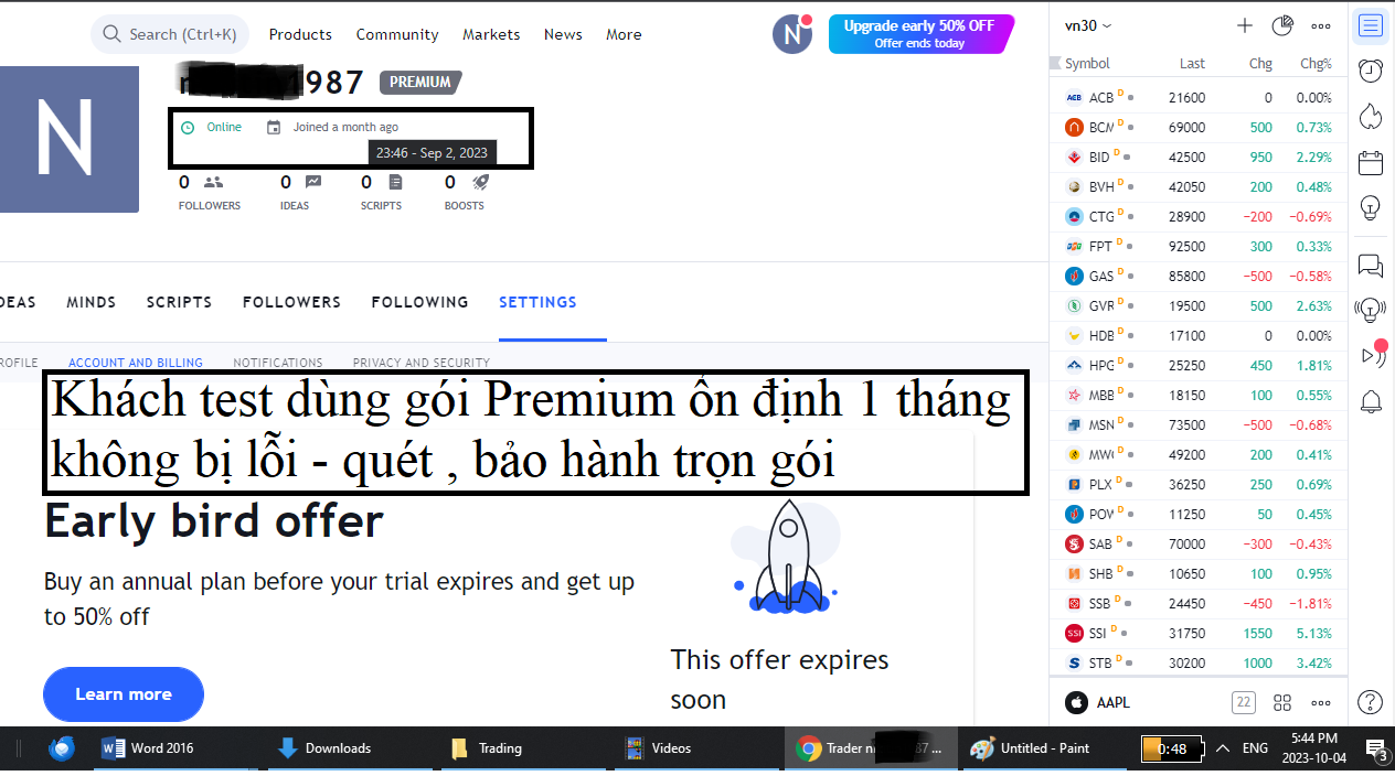 Bảo Hành Tài Khoản Tradingview 6 tradingview premium gia re 410